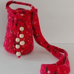 Handcrafted Red Knit Mini Bag